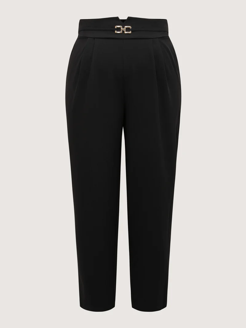 Metal Buckle Split Waistband Pants