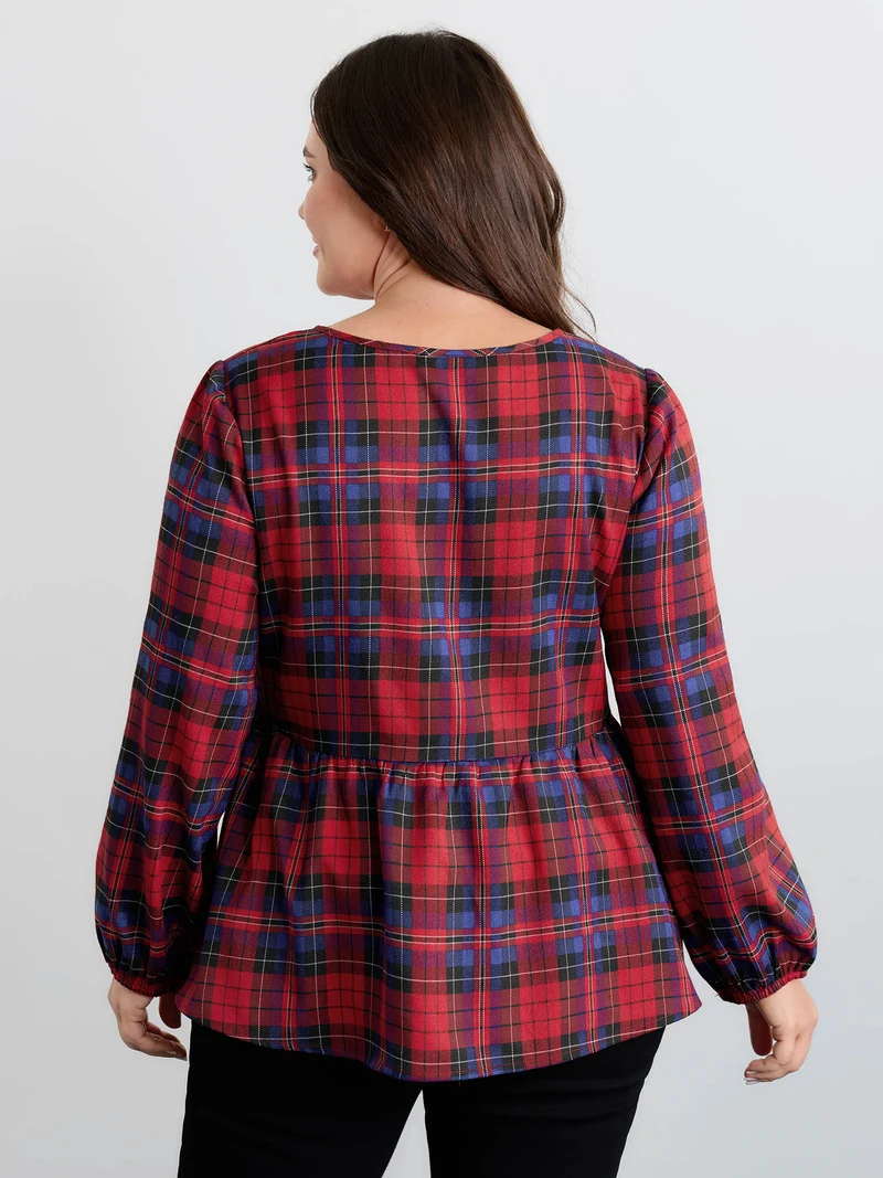 Festive Plaid Bowknots Adjustable Blouse