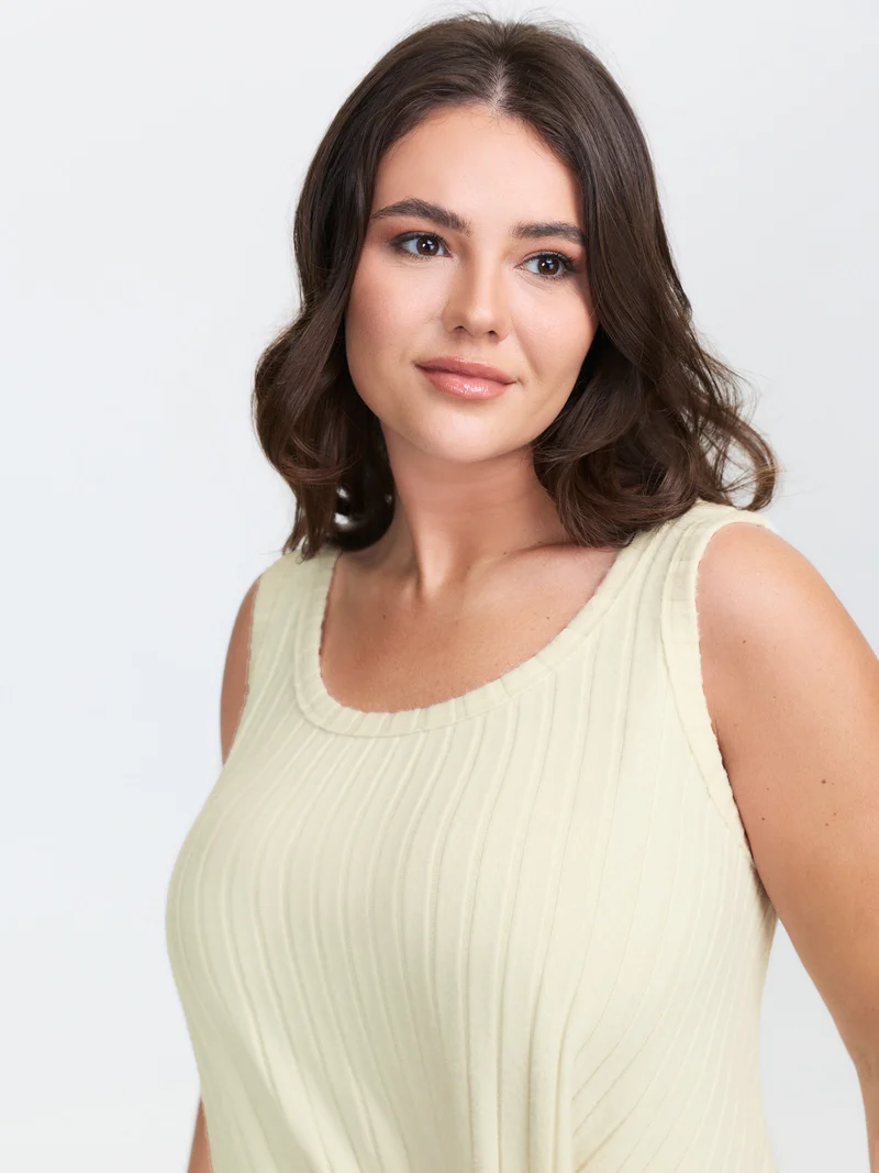 Velvety Ribbed Knotted Tank Top