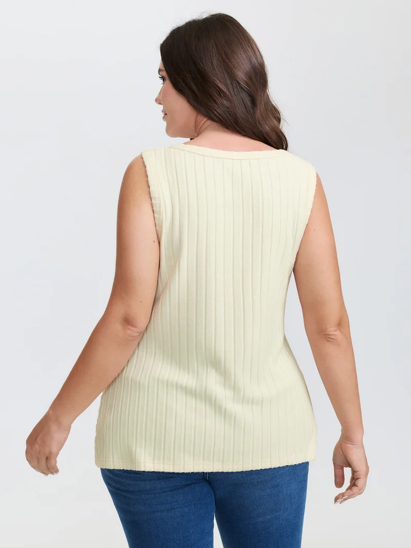 Velvety Ribbed Knotted Tank Top