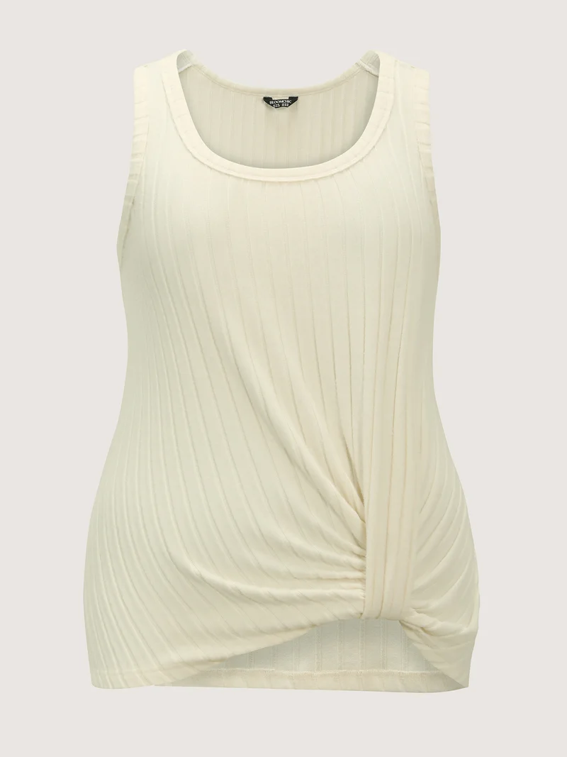 Velvety Ribbed Knotted Tank Top