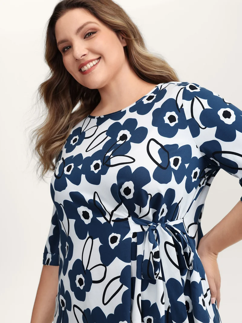 Floral Print Waist-Tie Blouse