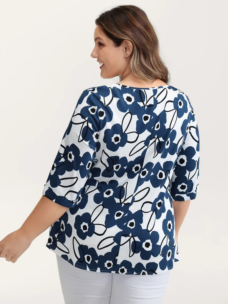 Floral Print Waist-Tie Blouse
