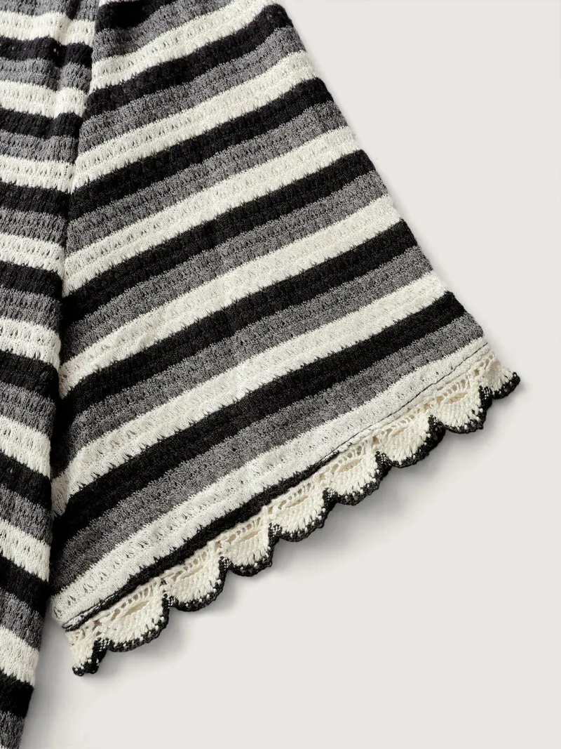Textured Stripe Print Stretchy T-Shirt