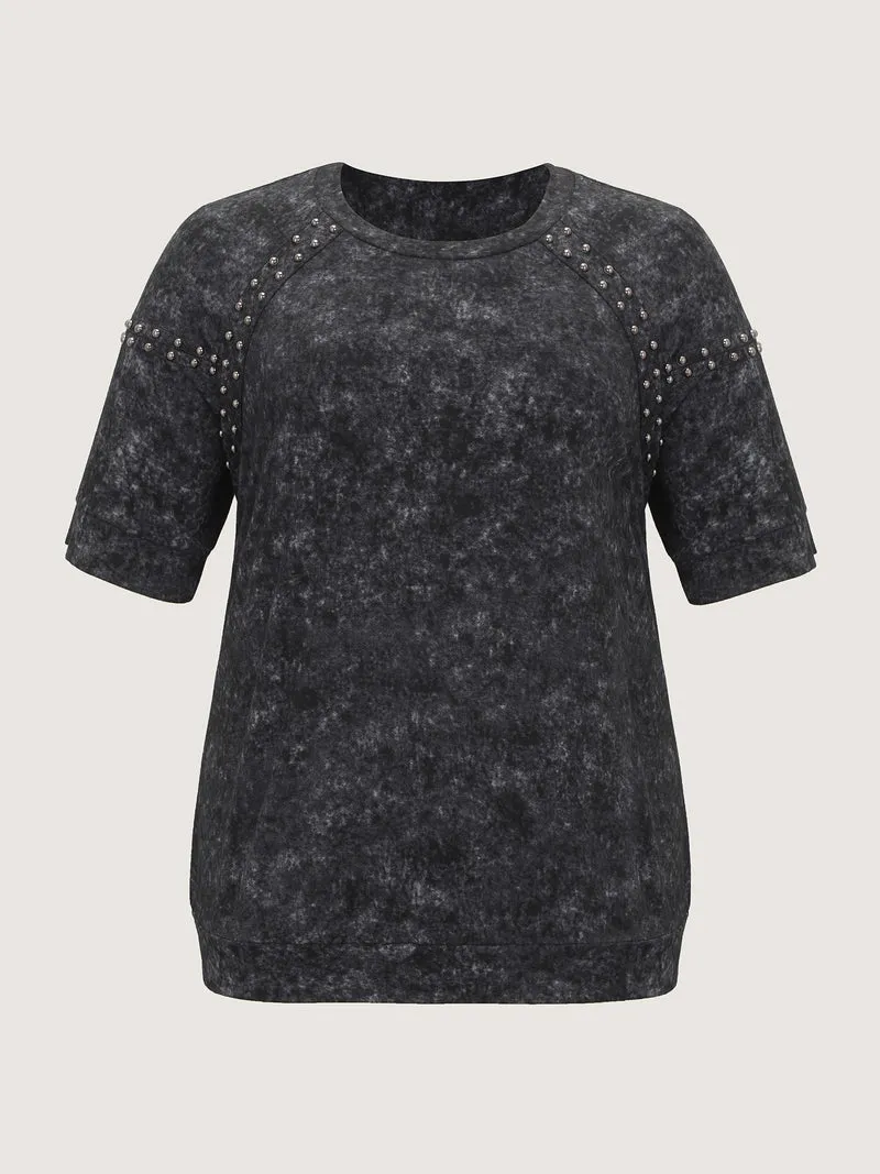 Rivets Snowflake Effect Stretchy T-Shirt