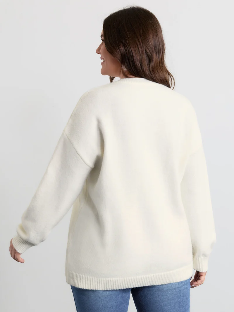 Supersoft Jacquard Bow Hand-Threaded Pullover