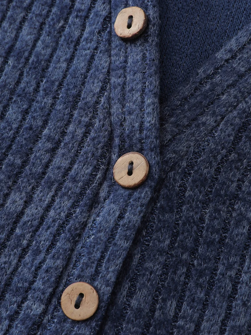 Ribbed Stripe Button Placket T-Shirt