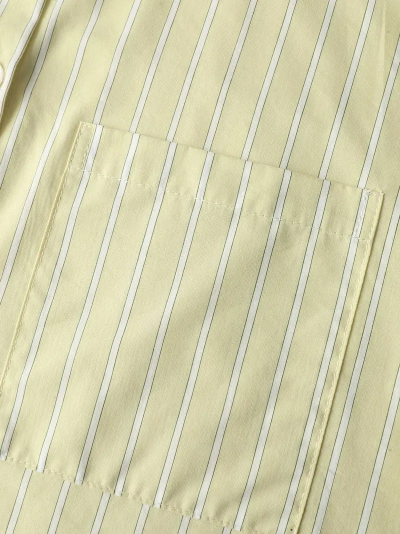Stripe Button-Down Pocket Blouse