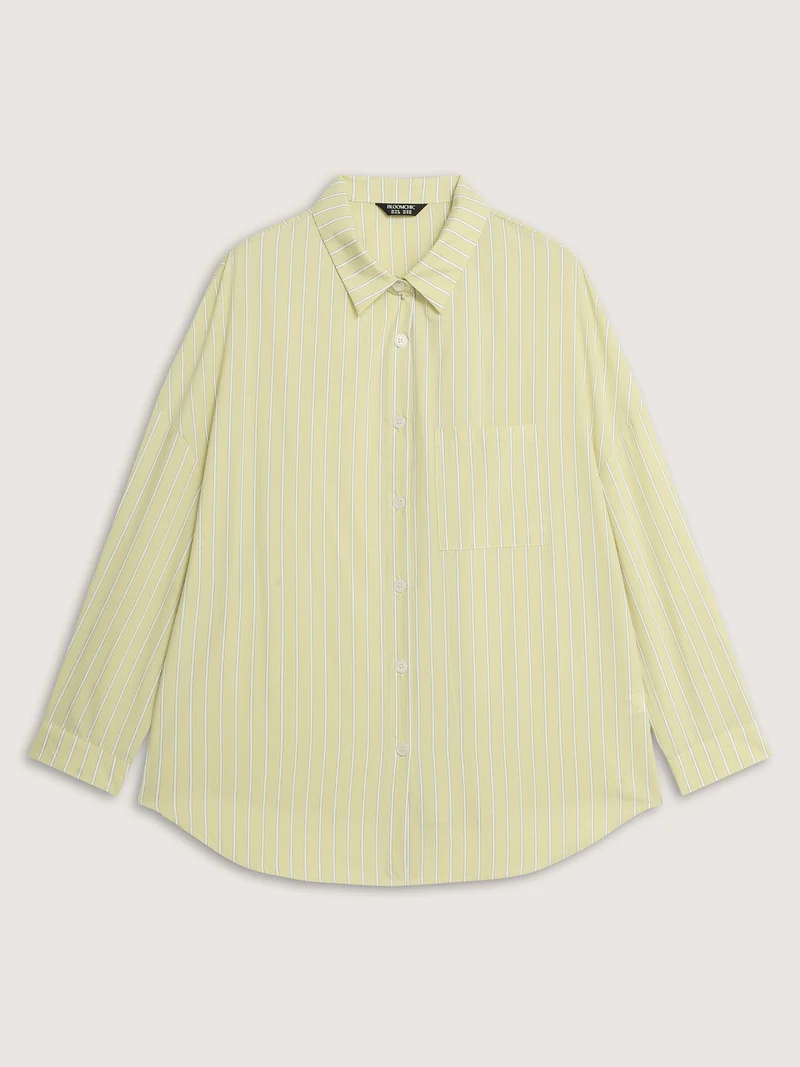 Stripe Button-Down Pocket Blouse