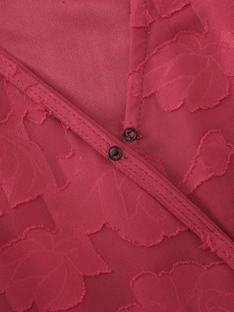 Cut-Out Flower Adjustable Belt Blouse