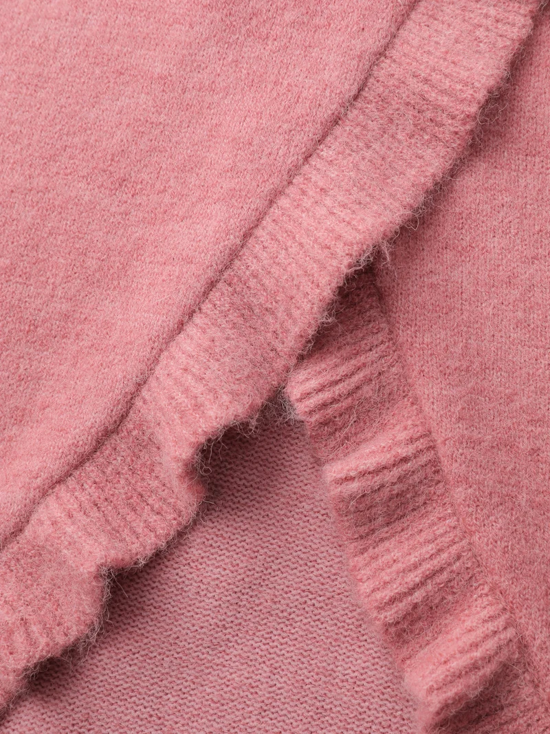 Ruffled Overlap Split Back Pullover