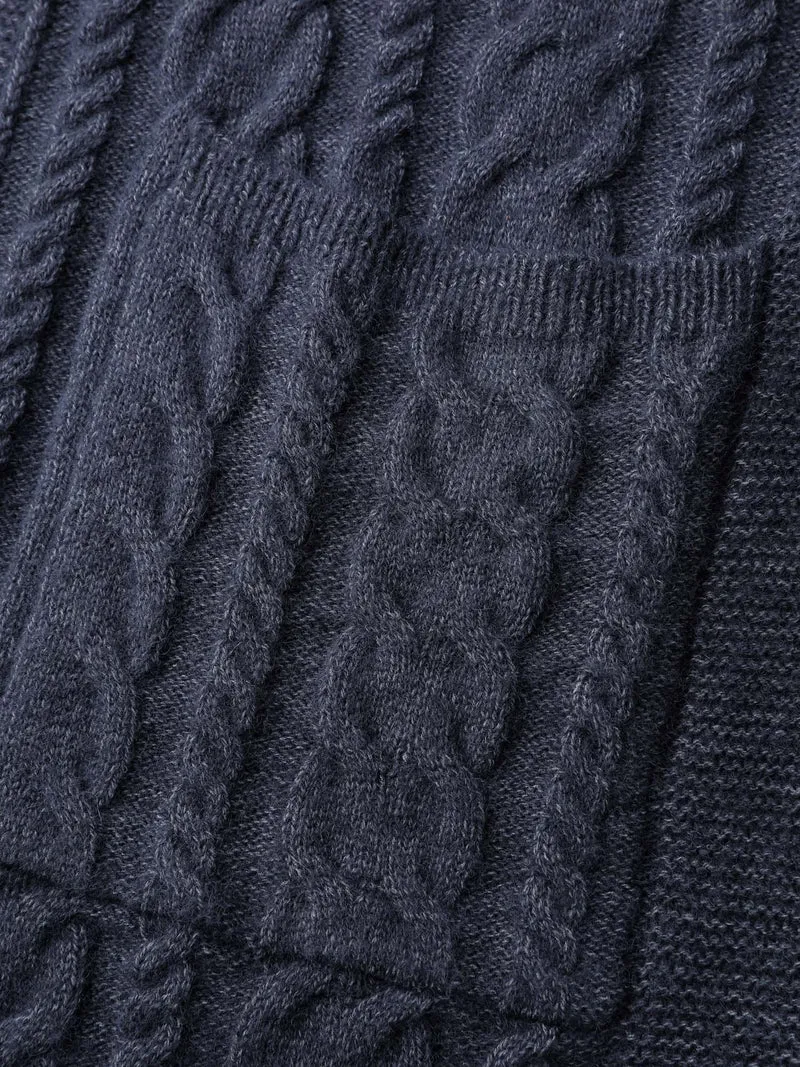 Twisted Texture Pockets Slit Knit Cardigan