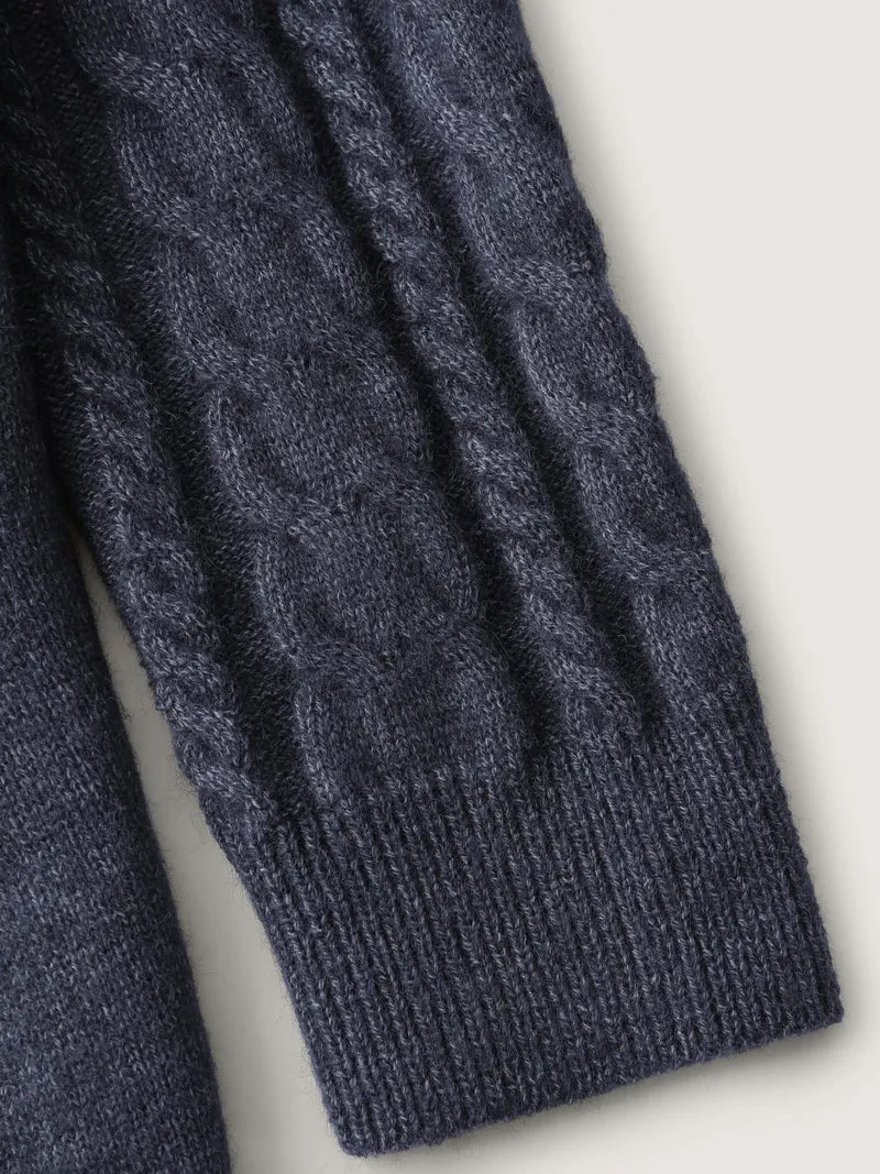 Twisted Texture Pockets Slit Knit Cardigan