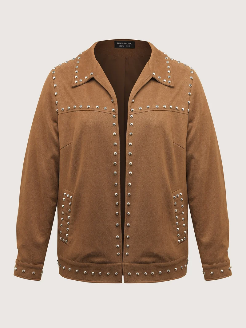 Rivet Open-Front Collar Jacket