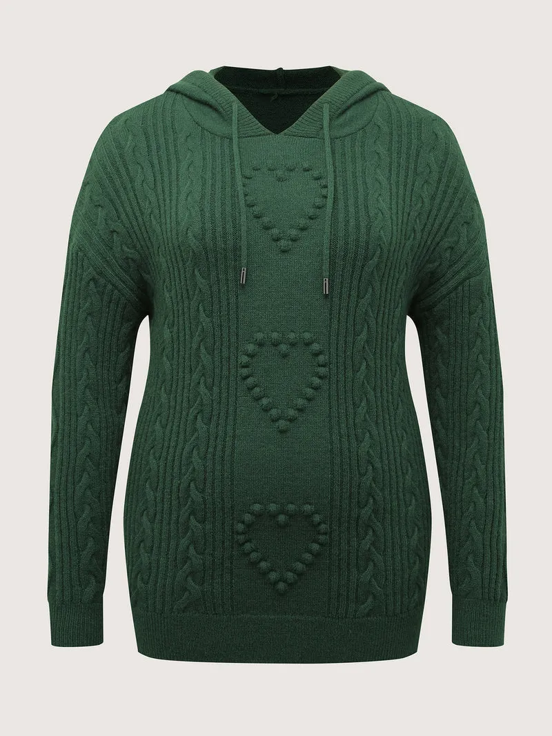 Stretchy Textured Hooded Drawstring Pullover