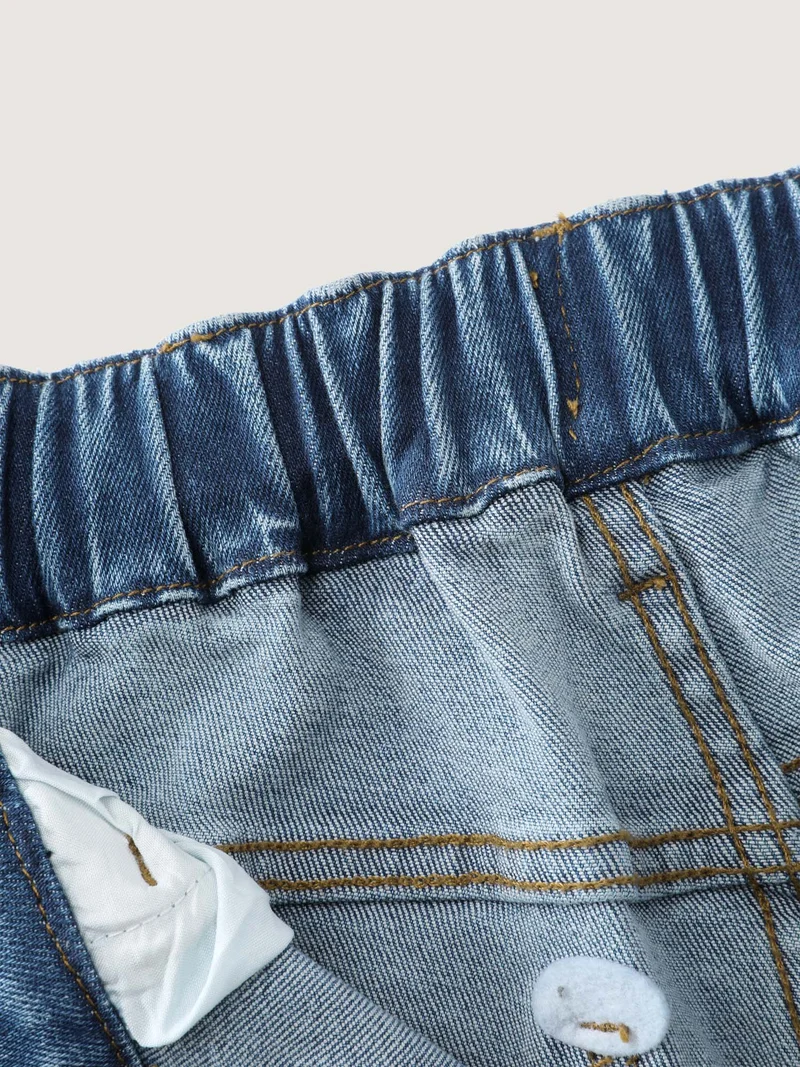 Stretchy Back Waistband Wide-Leg Jeans