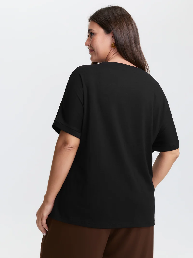 Supersoft Floral Embroidered Round Neck T-Shirt