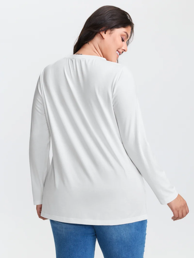 Girls Brunch Pattern Round Neck T-Shirt