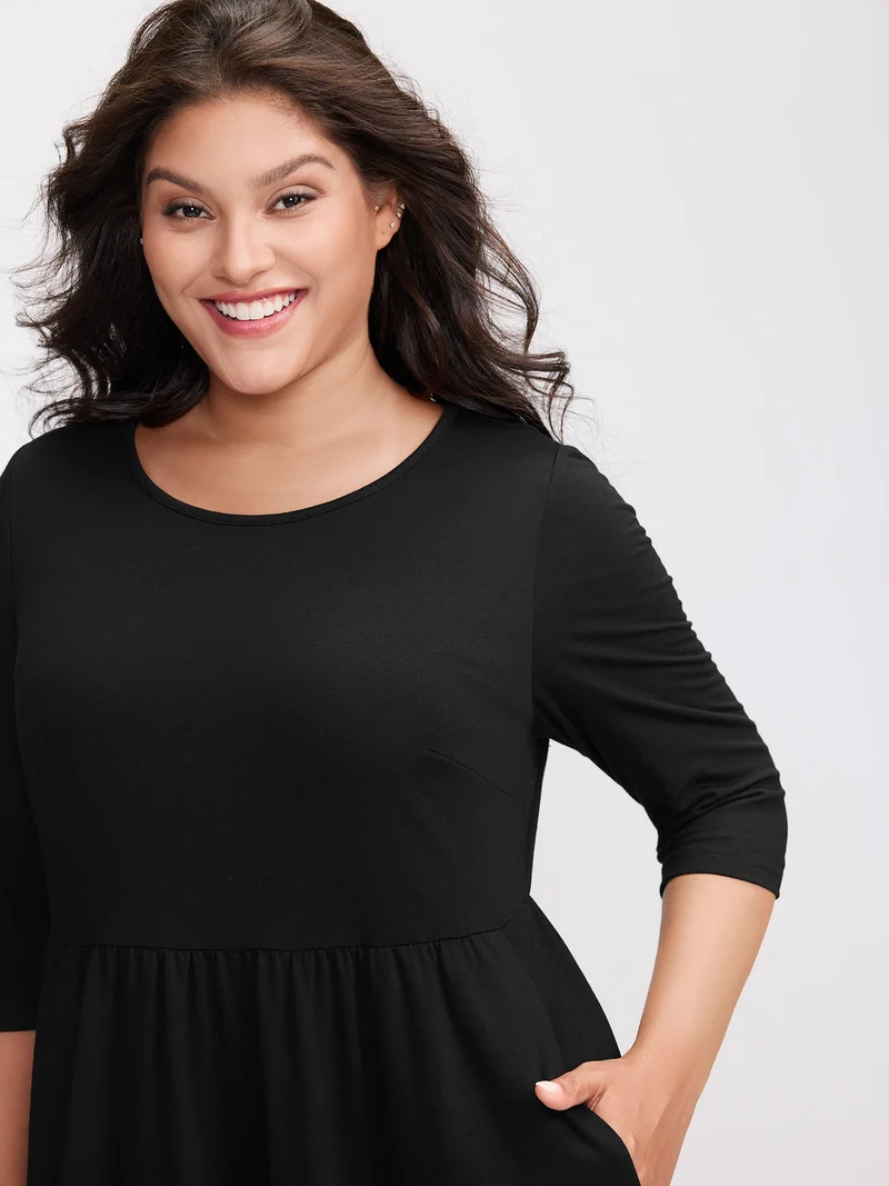 Round Neck Padded Bra Midi Dress
