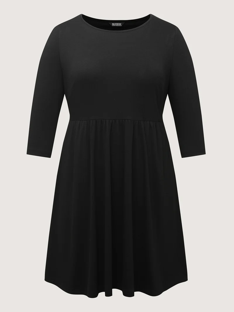 Round Neck Padded Bra Midi Dress