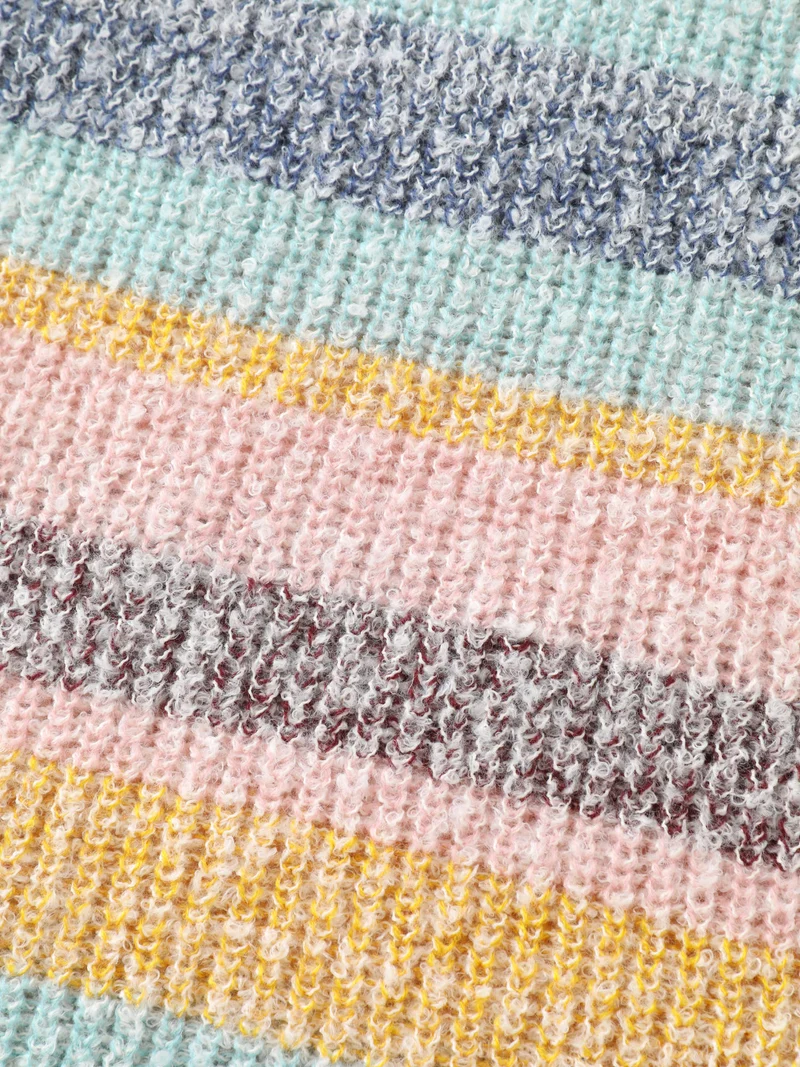 Textured Colorful Stripe Drop Shoulder Pullover