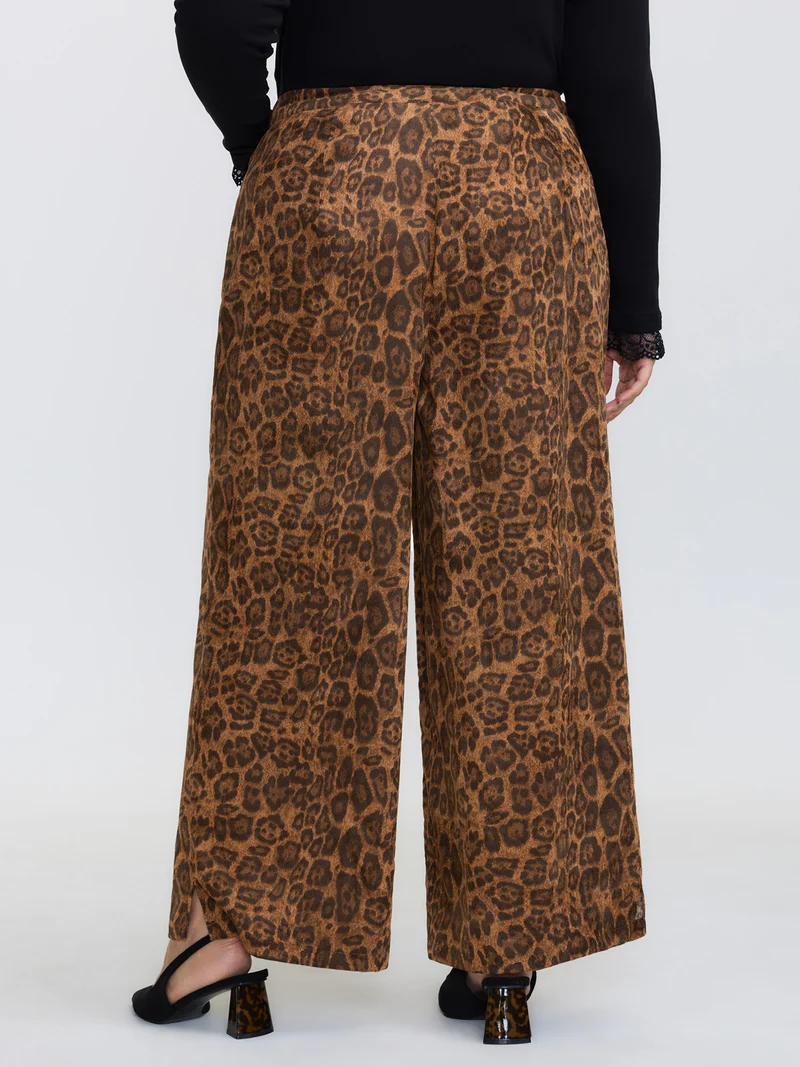 Leopard Print Wide-Leg Pants