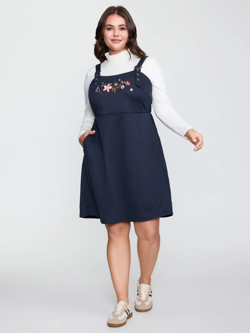 Floral Embroidered Stretchy Adjustable Mini Dress