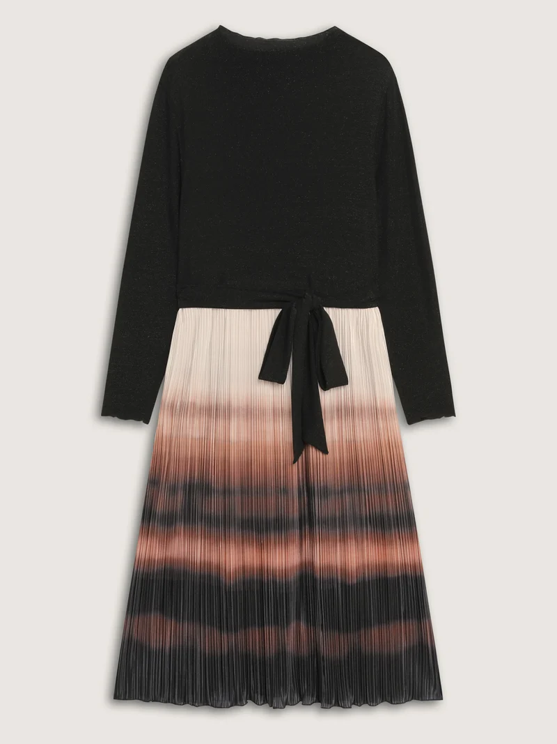 Stretchy Slit Sleeve Waist-Tie Maxi Dress