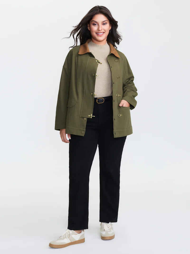Pure Cotton Color Contrast Button Jacket