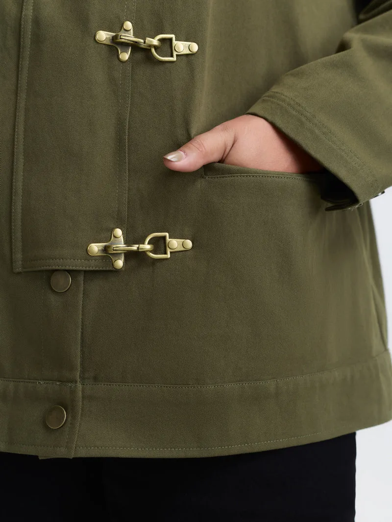 Pure Cotton Color Contrast Button Jacket