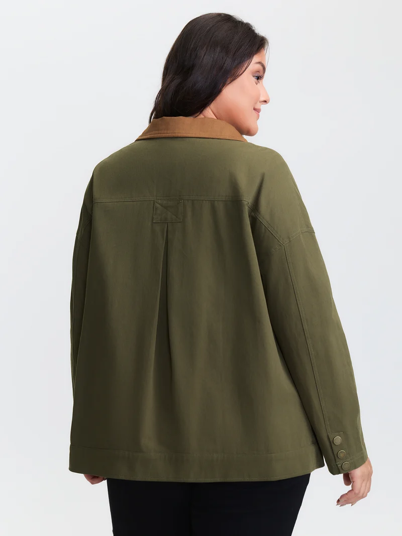 Pure Cotton Color Contrast Button Jacket