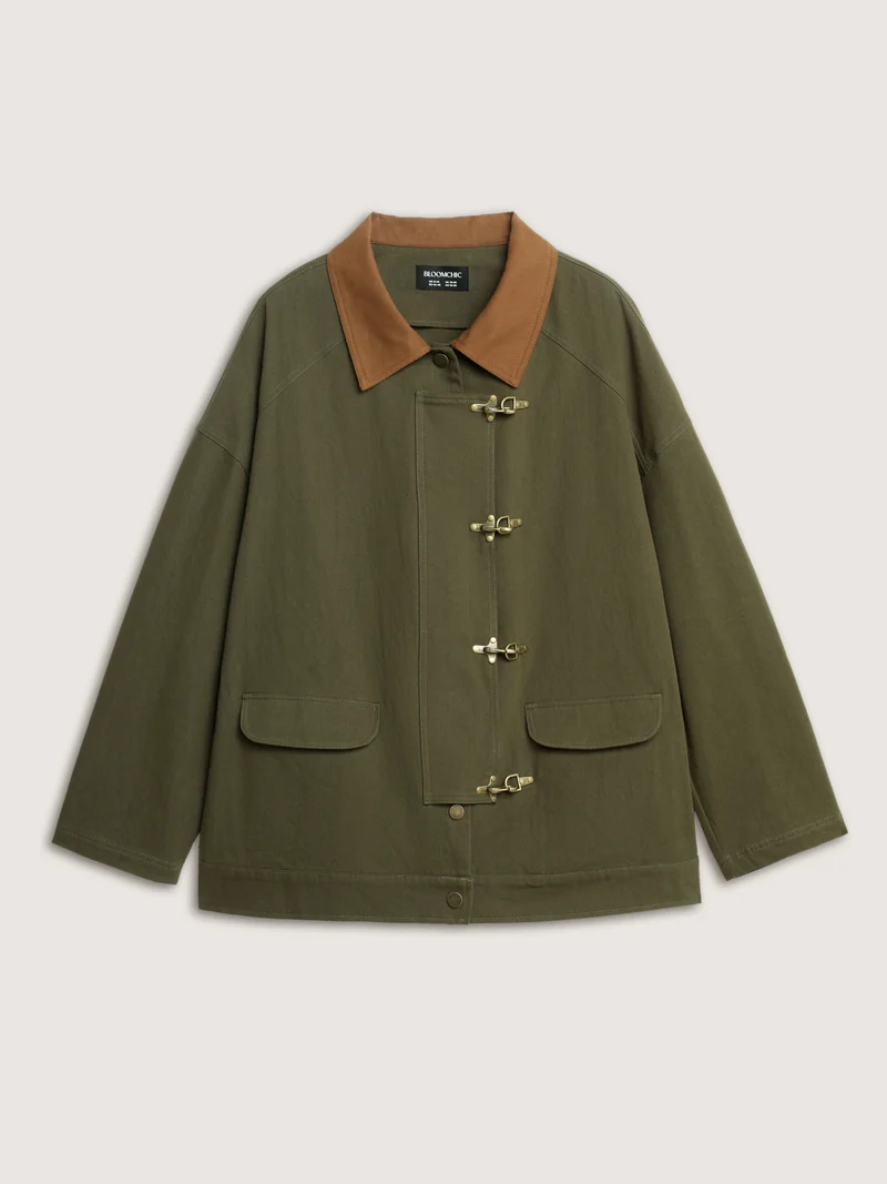 Pure Cotton Color Contrast Button Jacket