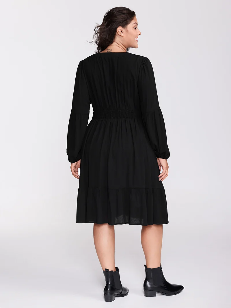 Supersoft Drawstring Shirred Waist Midi Dress