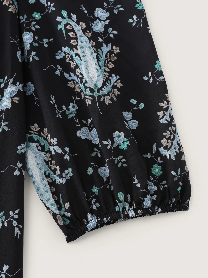 Paisley Print Stretchy Waist-Defining Midi Dress