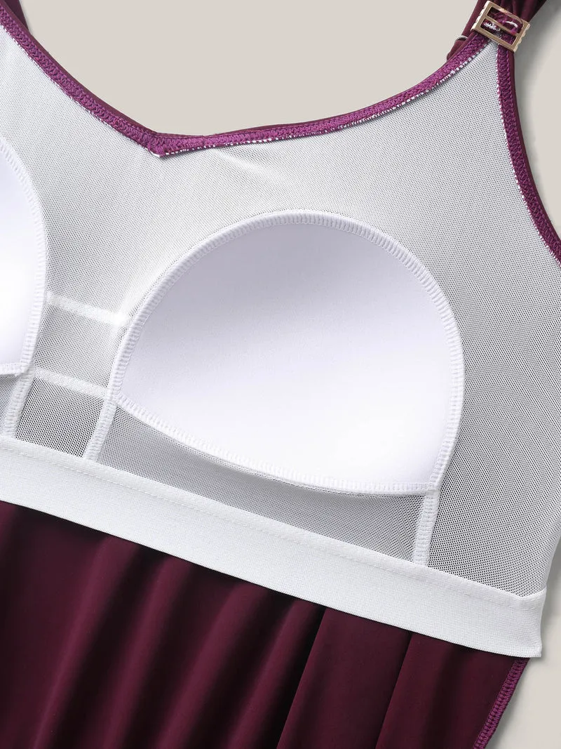 Plain Pockets Adjustable One-Piece Swimsuit