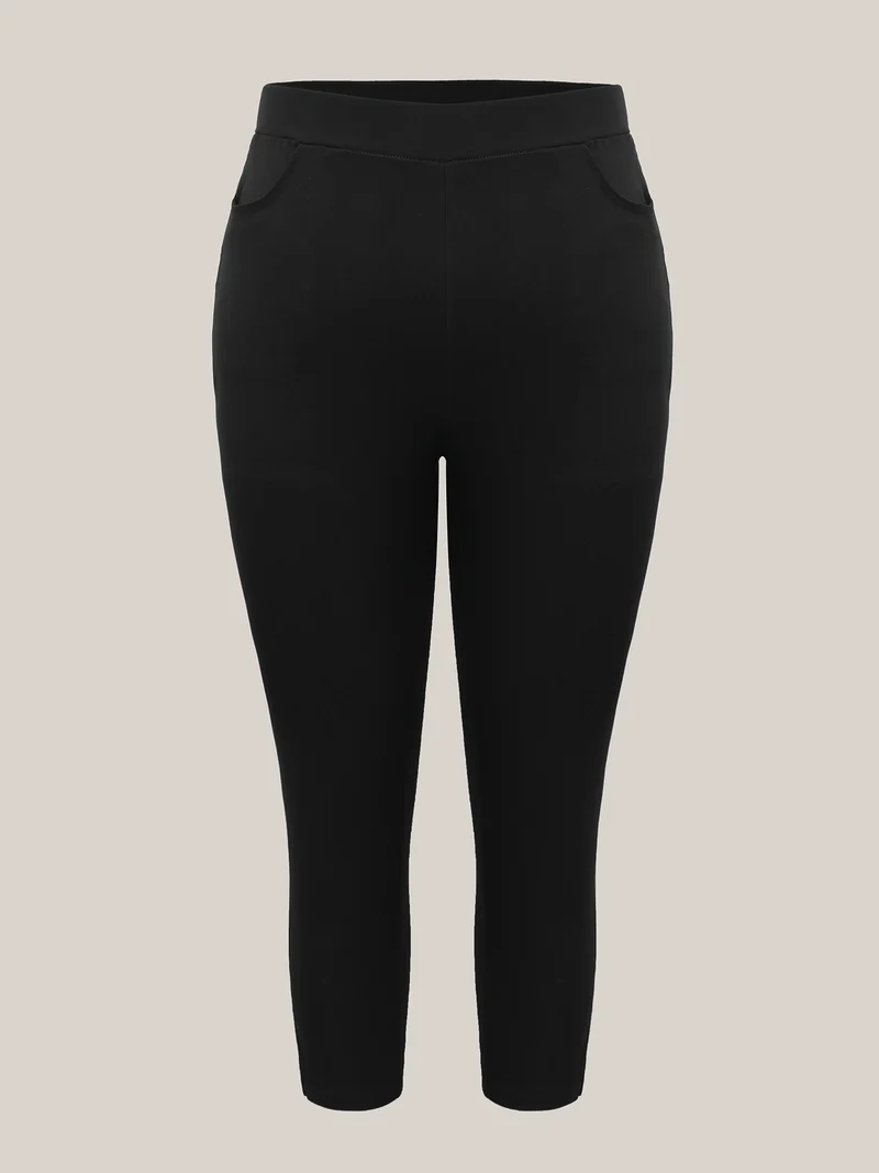 Stretch Split Hem Pockets Skinny Pants