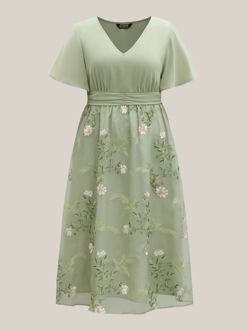 Floral Print Spliced Pockets Maxi Dress