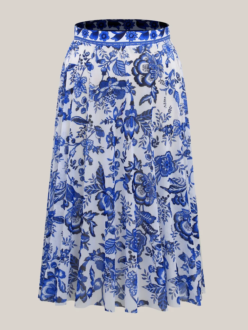Two-Piece Floral Print Ruched Mesh Swimsuit, Sarong