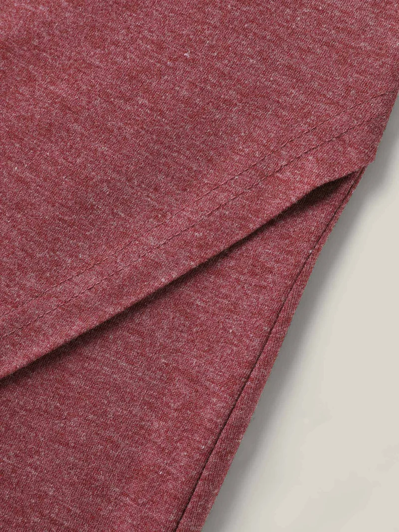 Heather Stretchy Overlap Hem Plain T-Shirt