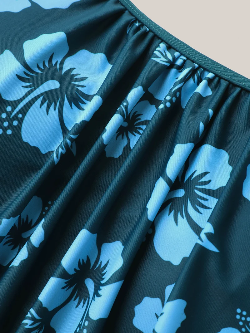 Floral Removable Cups Pocket One-Piece Swimsuit