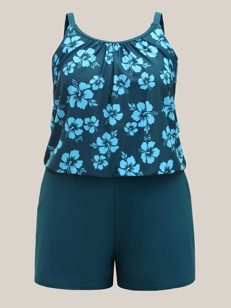 Floral Removable Cups Pocket One-Piece Swimsuit