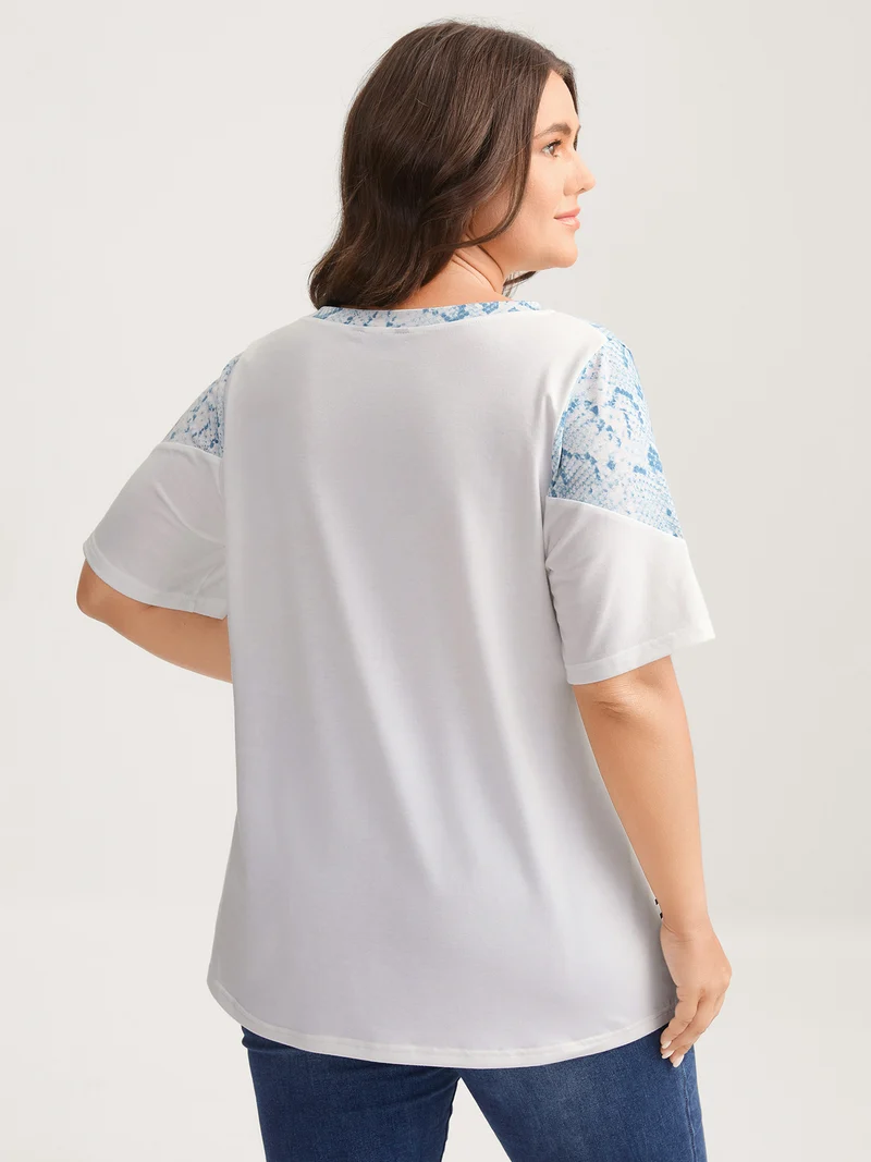 Animal Print Waffle Grid T-Shirt
