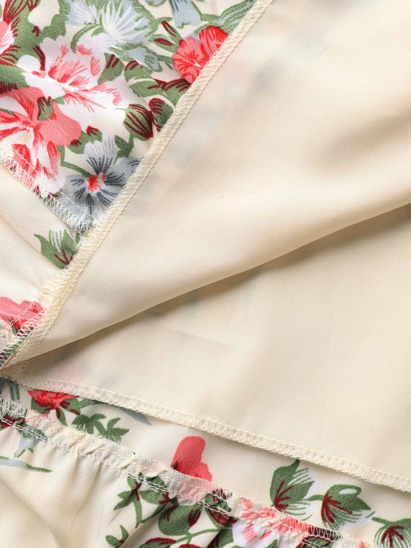Floral Pleated Waist Pockets Midi Dress