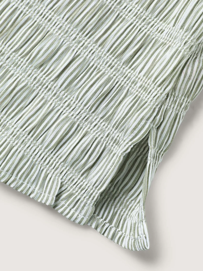 Cotton Half-Open Striped Solid Blouse