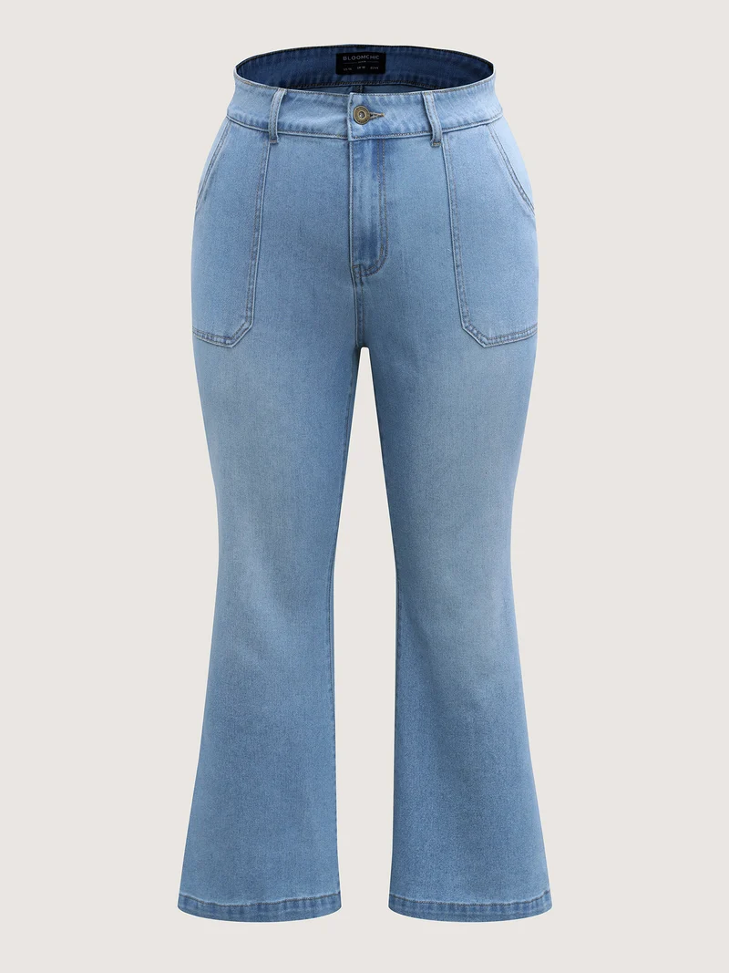 Classic Flared Hem Mid-Rise Jeans