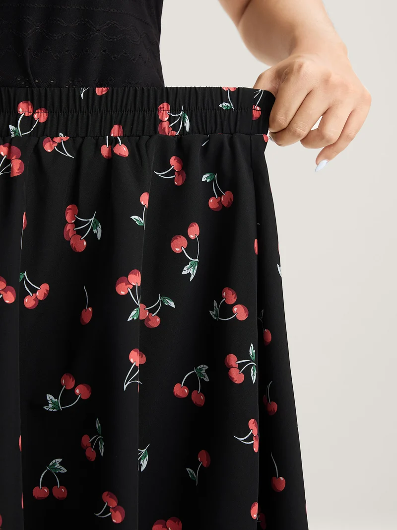 Cherry-licious Pleated Midi Skirt