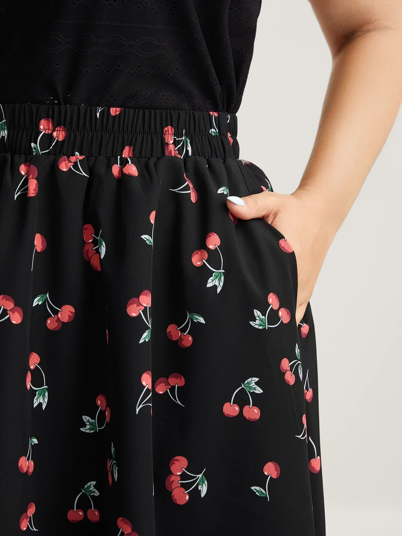 Cherry-licious Pleated Midi Skirt