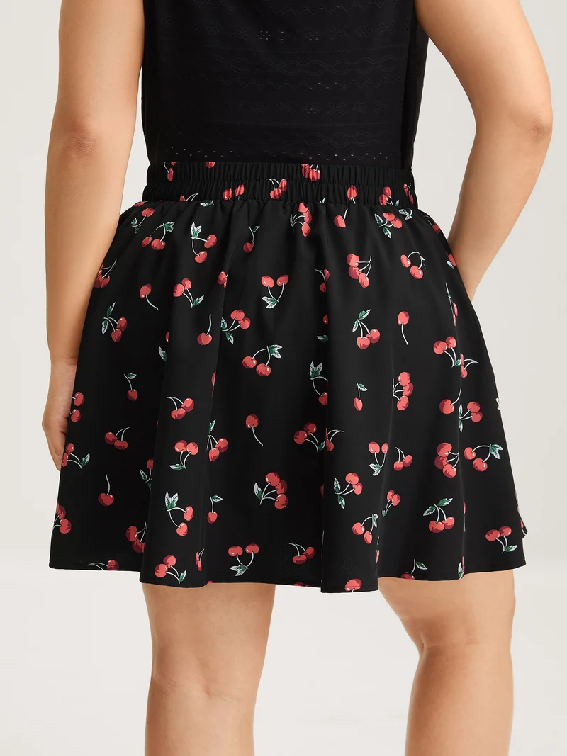 Cherry-licious Pleated Midi Skirt