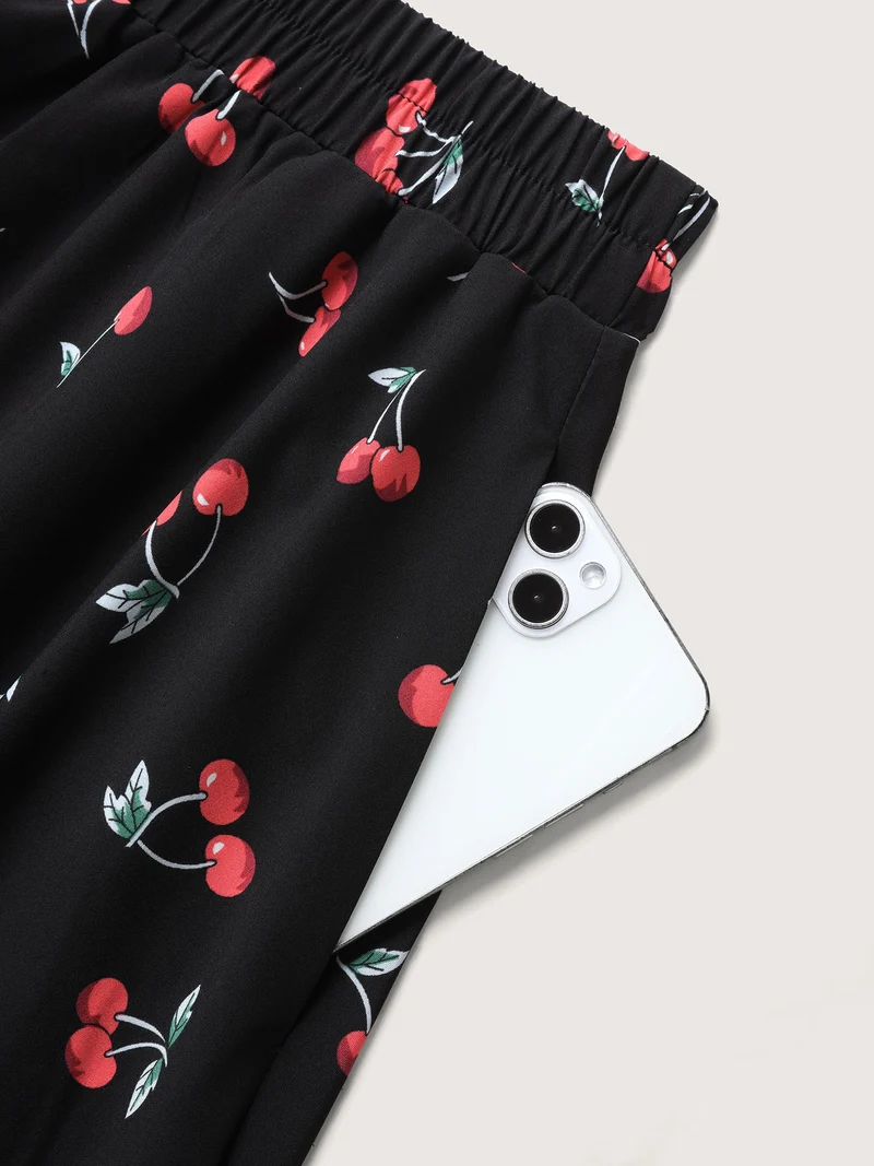 Cherry-licious Pleated Midi Skirt