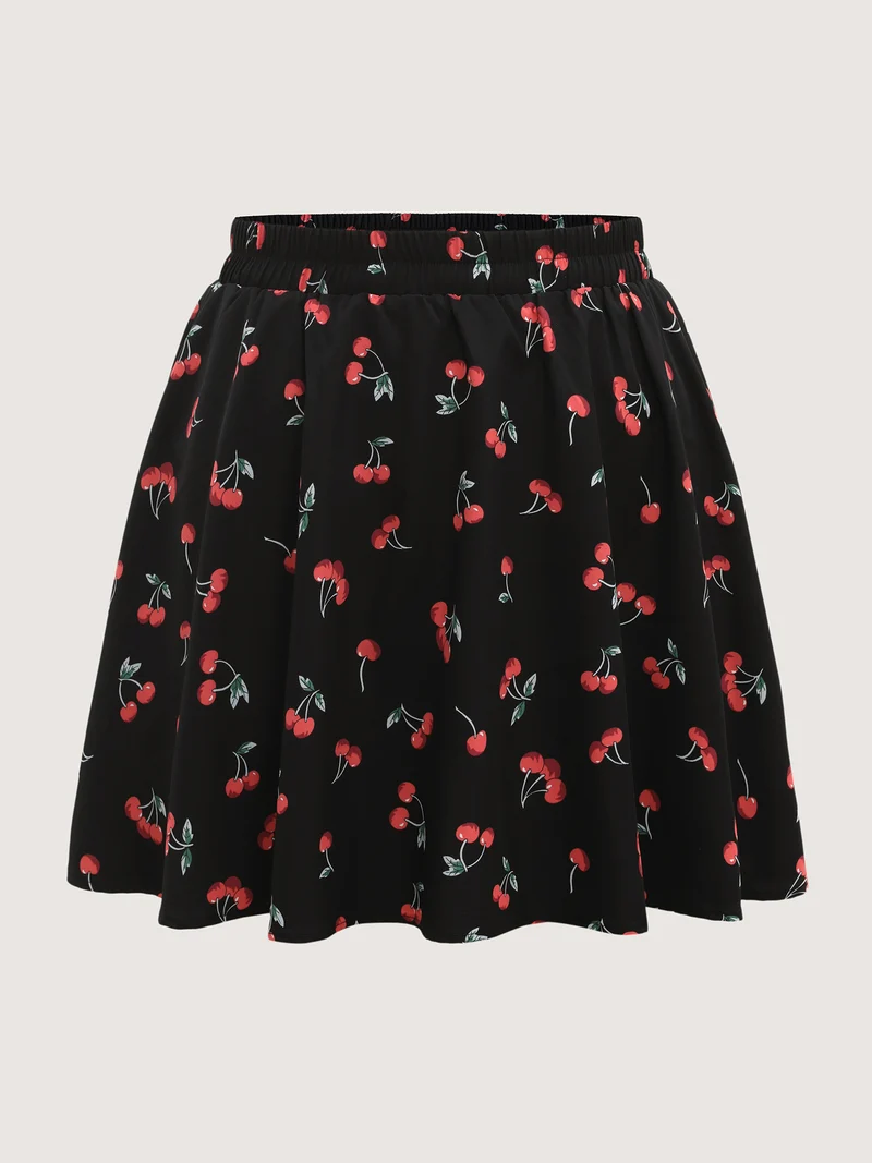 Cherry-licious Pleated Midi Skirt
